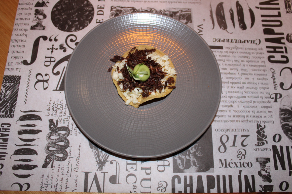 Tostada de chapulines 