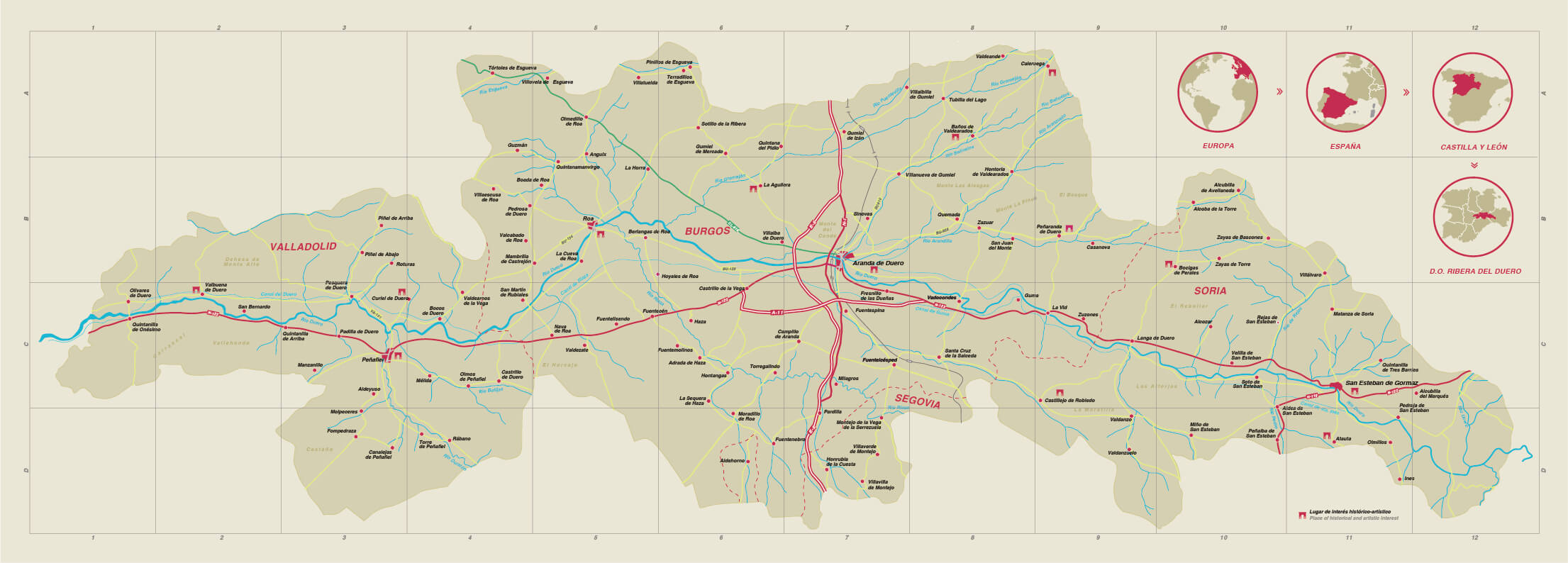 Mapa de la Ribera del Duero